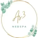 AS3 Medical Spa logo featuring a cursive letter "A" representing luxury, in shades of bronze gold. The text "AS3" is encapsulated in a circle with greenish plants on a vine, while "MED SPA" in all capitals is written in smaller font underneath. The logo conveys a sense of calmness, relaxation, and professionalism | AS3 Med Spa