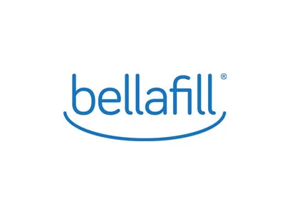 Bellafill logo consisting of the word "bellafill" in blue, lowercase letters with a curved line underneath, which forms a smile. The copyright symbol is located on the top right corner of the logo. The design represents a happy and satisfied customer, and the blue color conveys a sense of trust, professionalism, and reliability | AS3 Med Spa