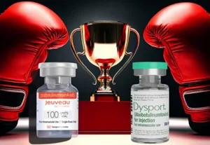 An image showing a trophy, boxing gloves, and a vial of jeuveau and dysport | AS3 Med Spa