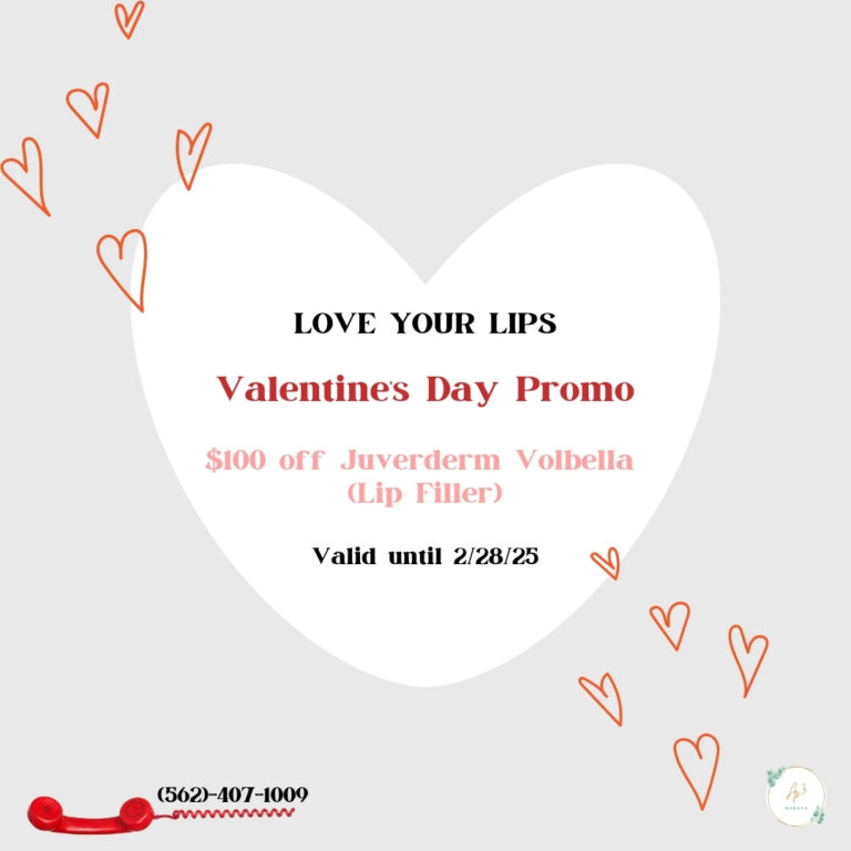 Valentine’s Day 2025 Promo: $100 Off Juvederm Volbella Lip Filler at AS3 Medical Spa. Offer valid until February 28, 2025.